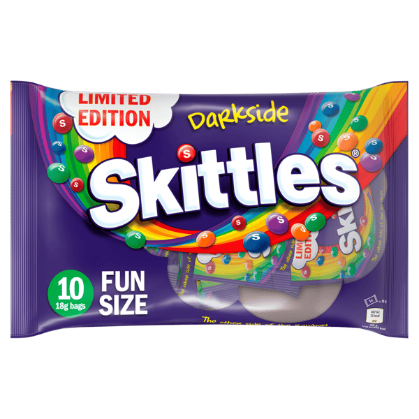 SKITTLES Limited Edition Darkside Sweets Fun Size Bags Multipack 10 x 18g