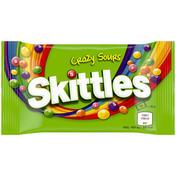 SKITTLES Crazy Sours Sweets Bag 45g