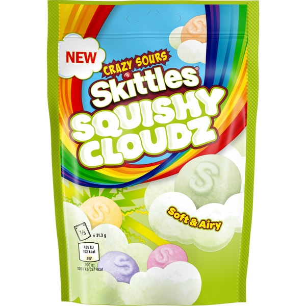 SKITTLES Squishy Cloudz Crazy Sours Sweets Bag 94g