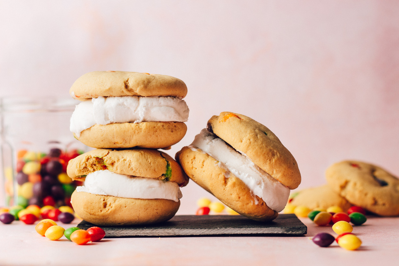 Skittles Vegan Ice Cream Sandwiches