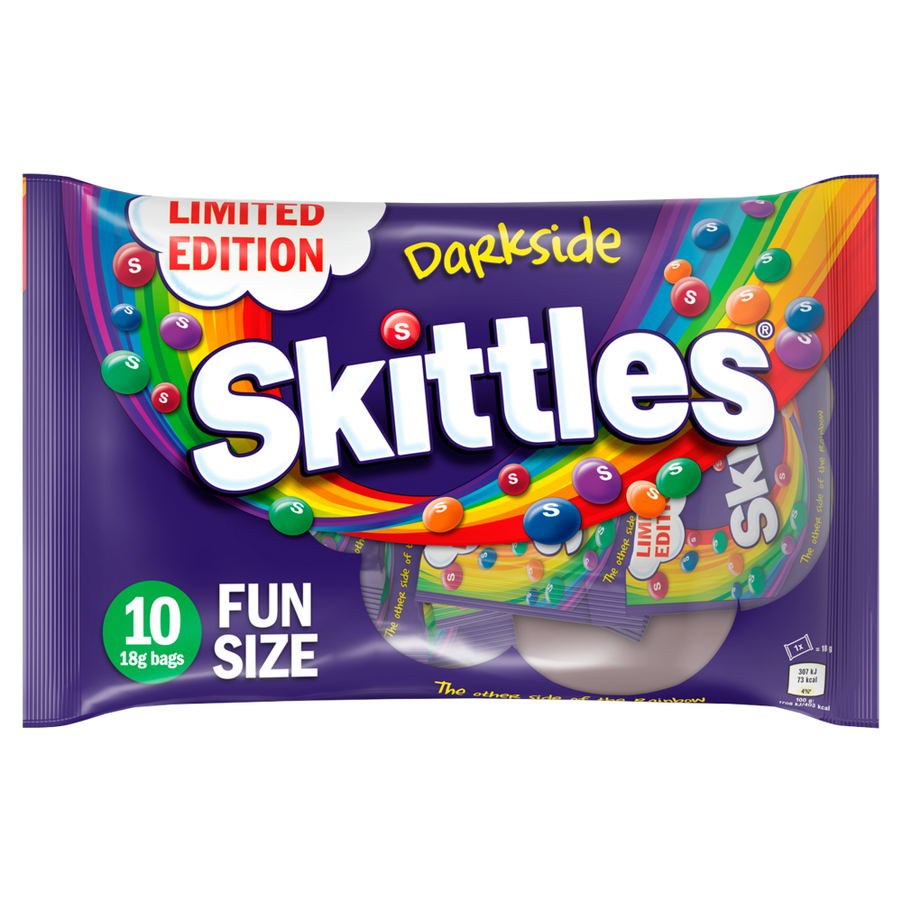SKITTLES Limited Edition Darkside Sweets Fun Size Bags Multipack 10 x 18g