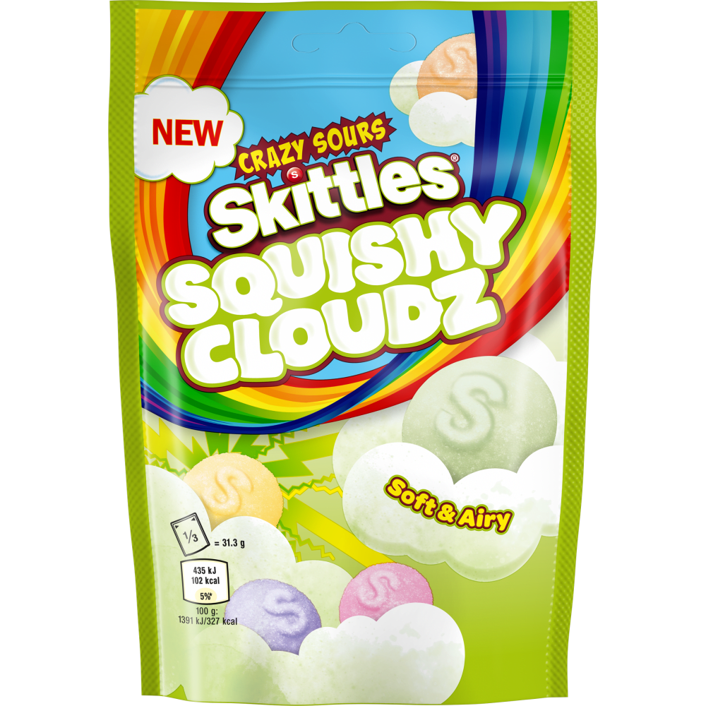SKITTLES Squishy Cloudz Crazy Sours Sweets Bag 94g